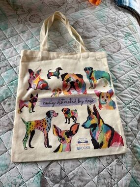 Easily Distracted by Dogs Colorful Canvas Tote Bag